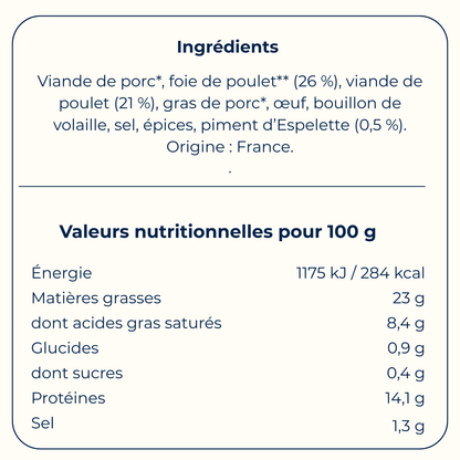 Pâté de volaille au piment d’Espelette 90 g - Bretagne Biscuits