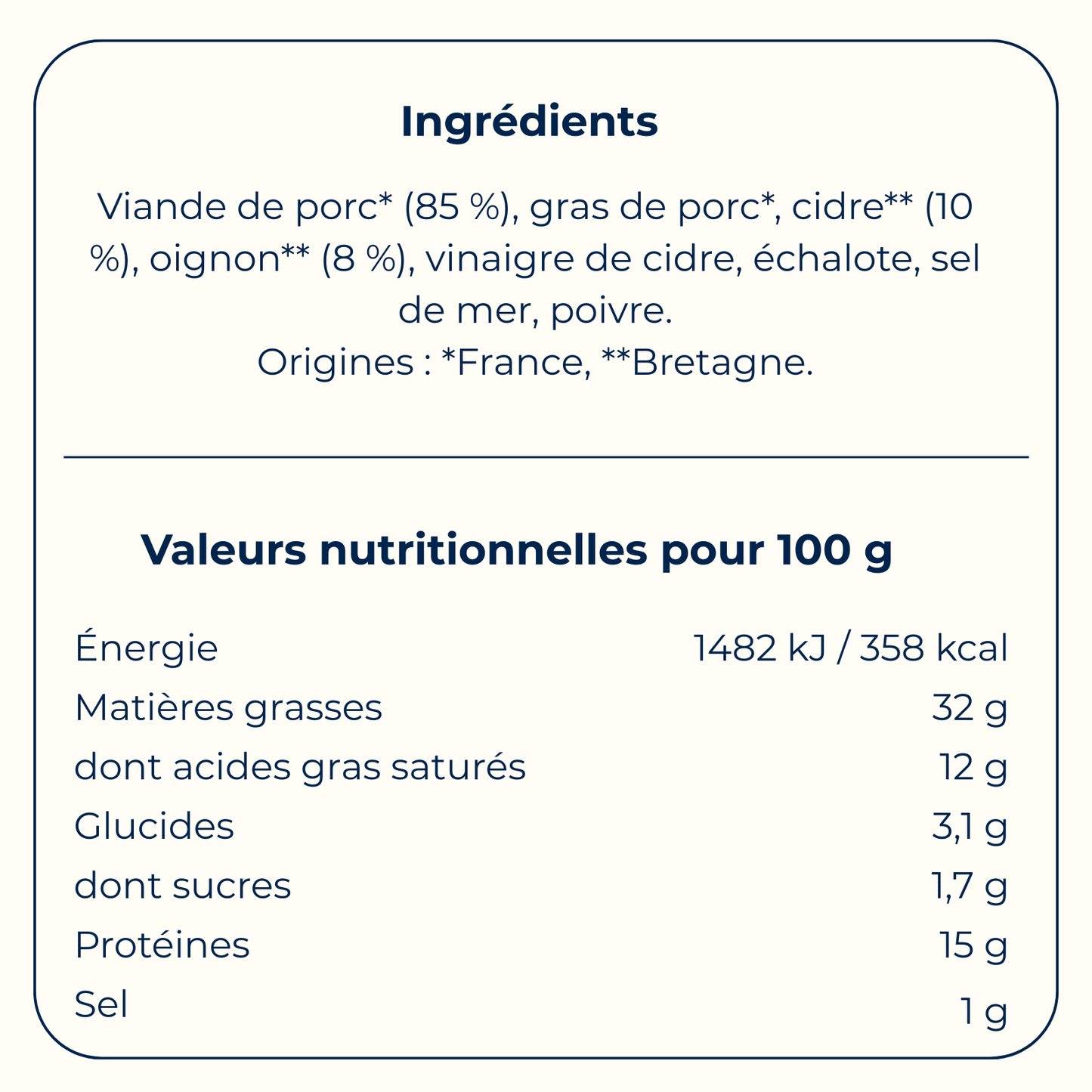 Rillettes de porc au cidre et oignons caramélisés 90 g - Bretagne Biscuits