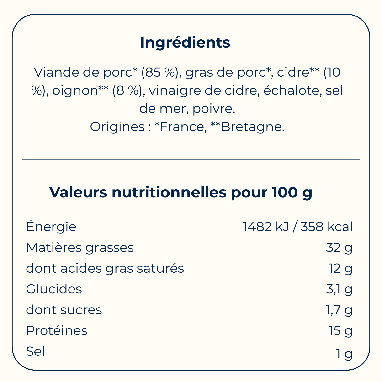 Rillettes de porc au cidre et oignons caramélisés 90 g - Bretagne Biscuits
