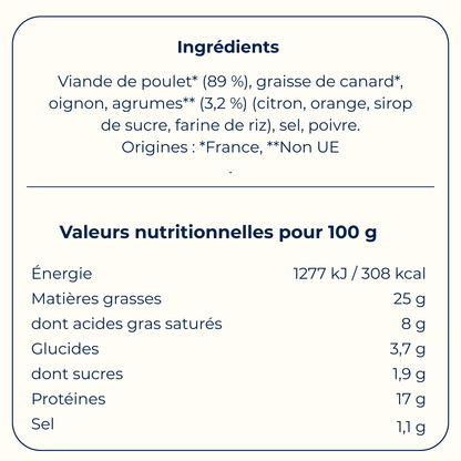 Rillettes de poulet rôti aux agrumes 90 g - Bretagne Biscuits