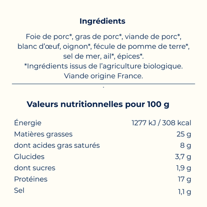 Terrine de campagne biologique 90 g - Bretagne Biscuits